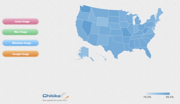 Chitika Releases Google, Windows&  Mac Usage by State in Interactive US Map